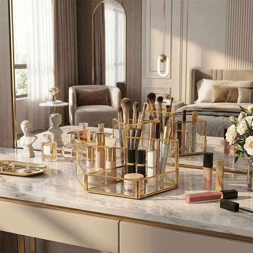 Luxury gold cosmetic - cosmetic, organizer